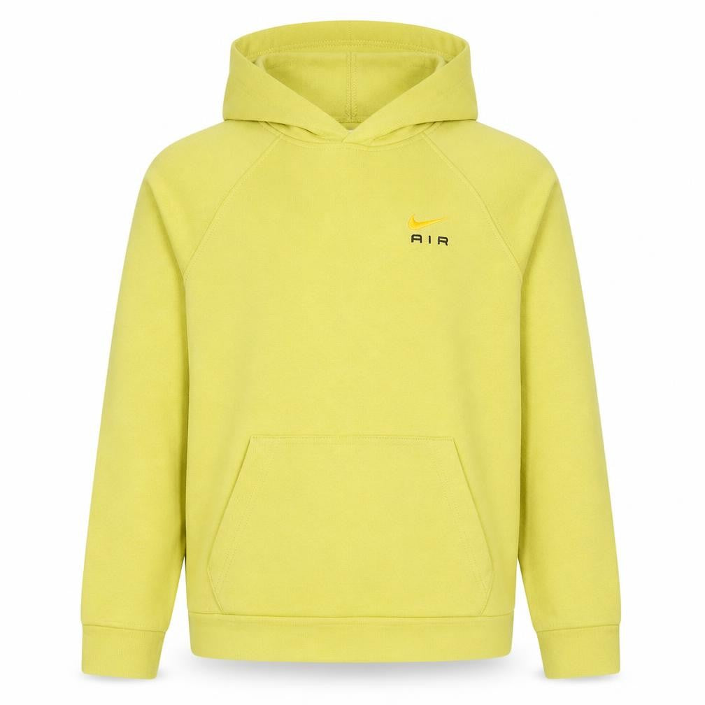 Front view of Nike boys’ yellow pullover hoodie xl fleece logo air sportswear
