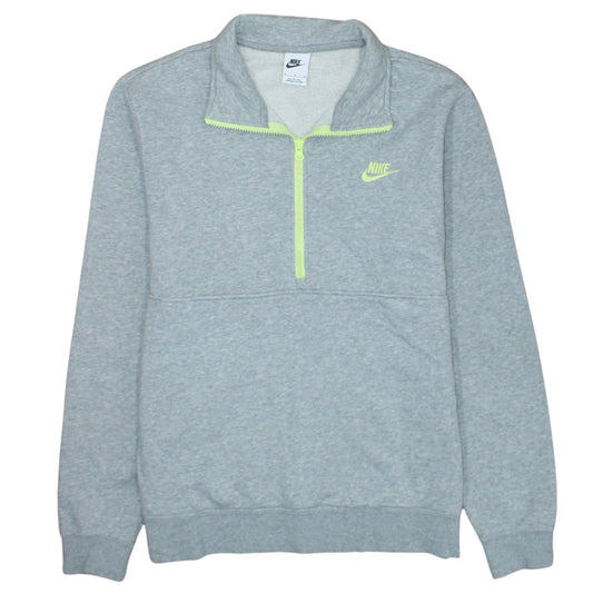 Nike Men's Grey 1/4 Zip Pullover Sweatshirt M Fleece Cotton Blend