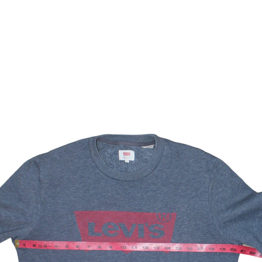 Levi's Men's Blue Logo Crew Neck Sweatshirt L Regular Fit