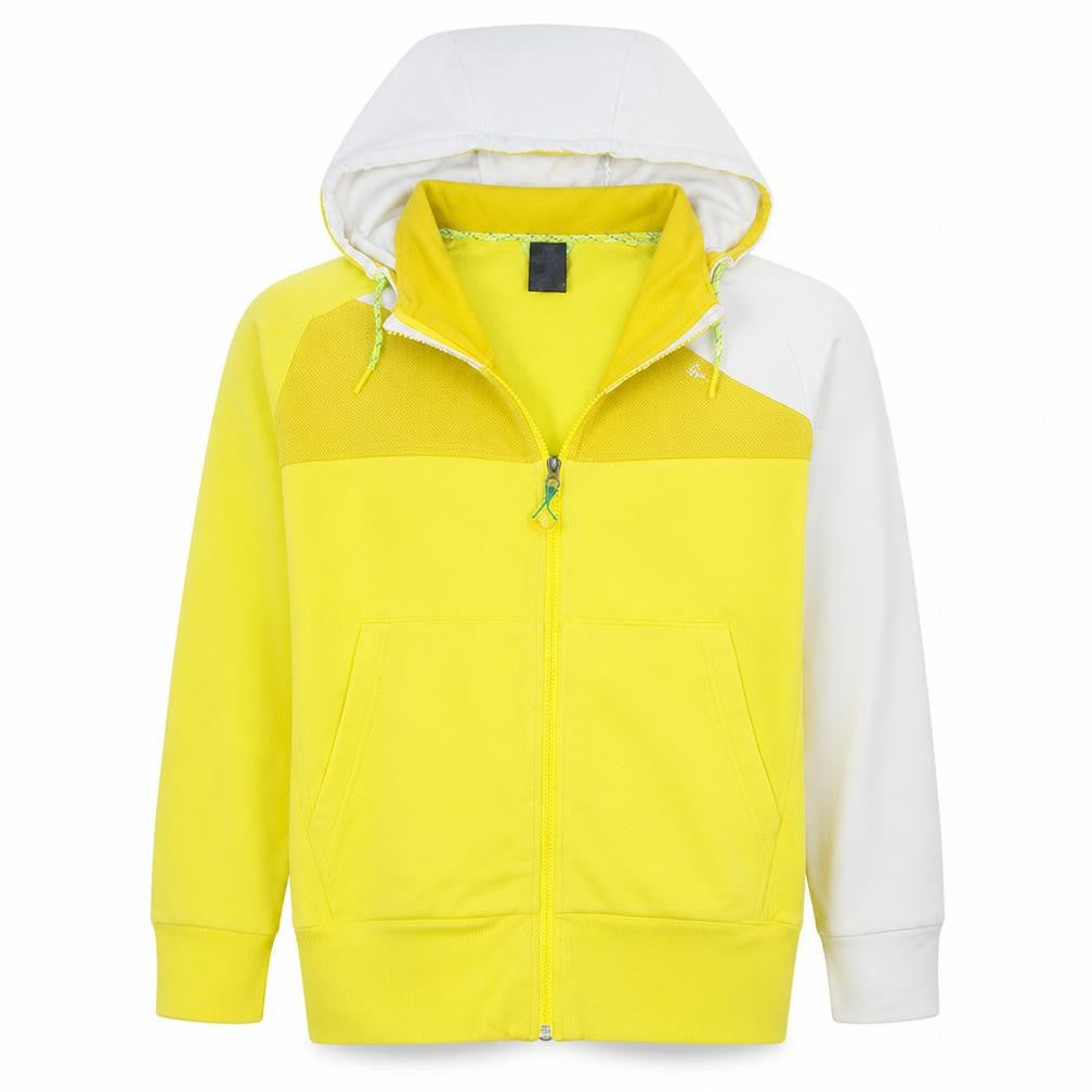 Front view of Adidas women’s yellow white full zip hoodie uk 10 sports casual