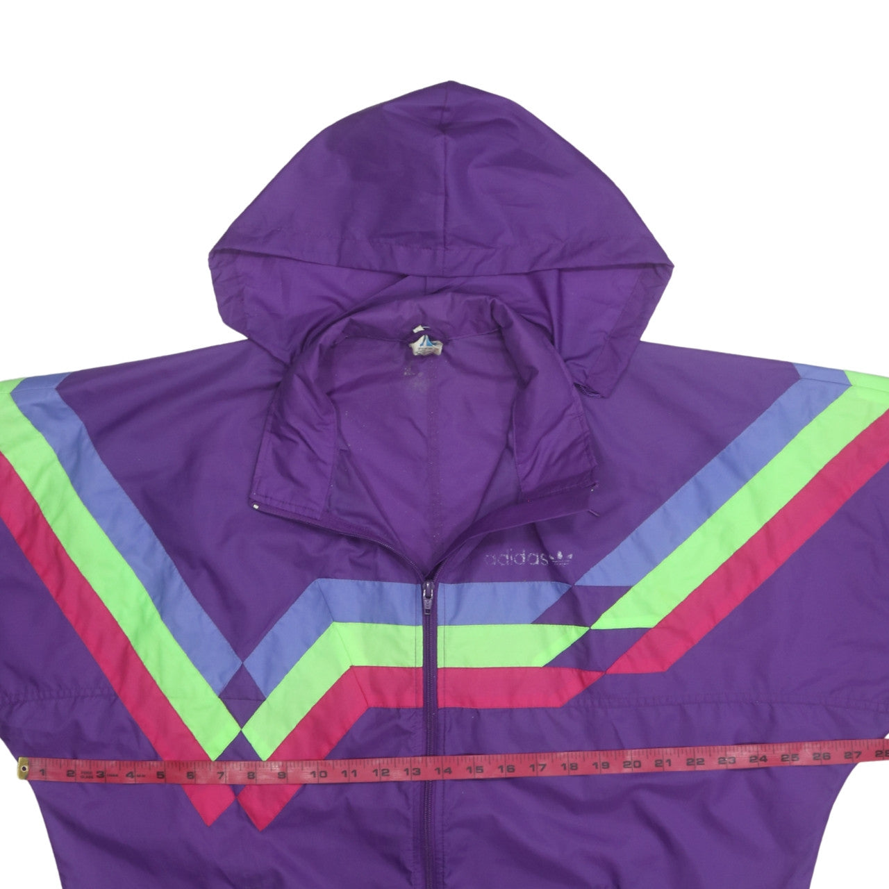 Adidas Women's Purple Hooded Windbreaker Jacket Size M Retro 80s Style