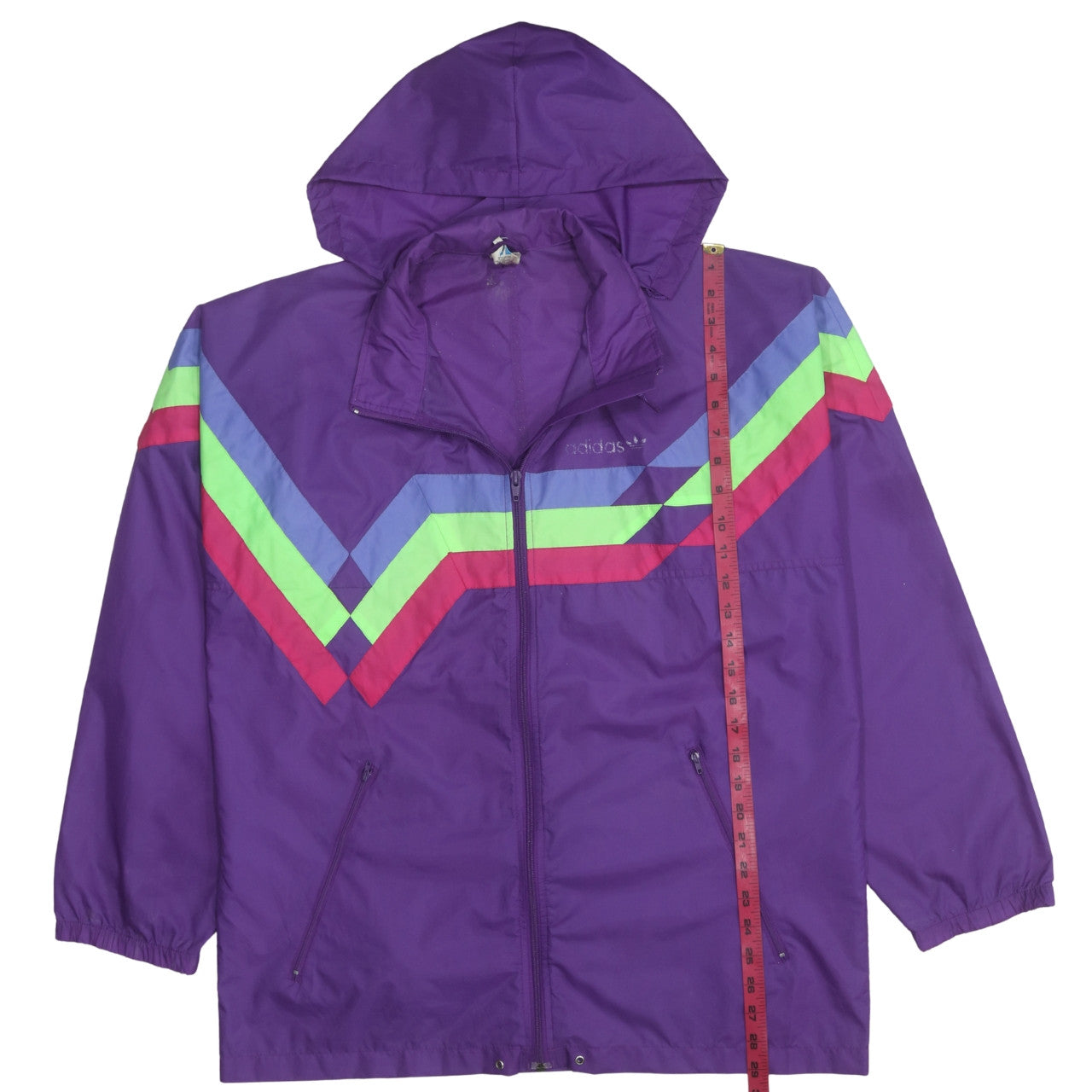 Adidas Women's Purple Hooded Windbreaker Jacket Size M Retro 80s Style