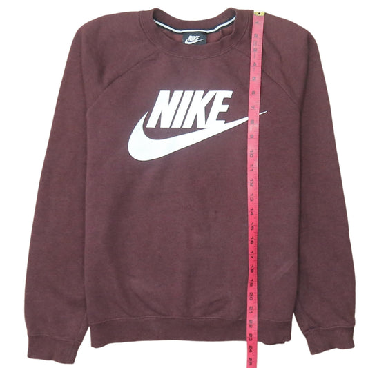 Nike Mens Brown Pullover Sweatshirt Small Crew Neck Logo Print