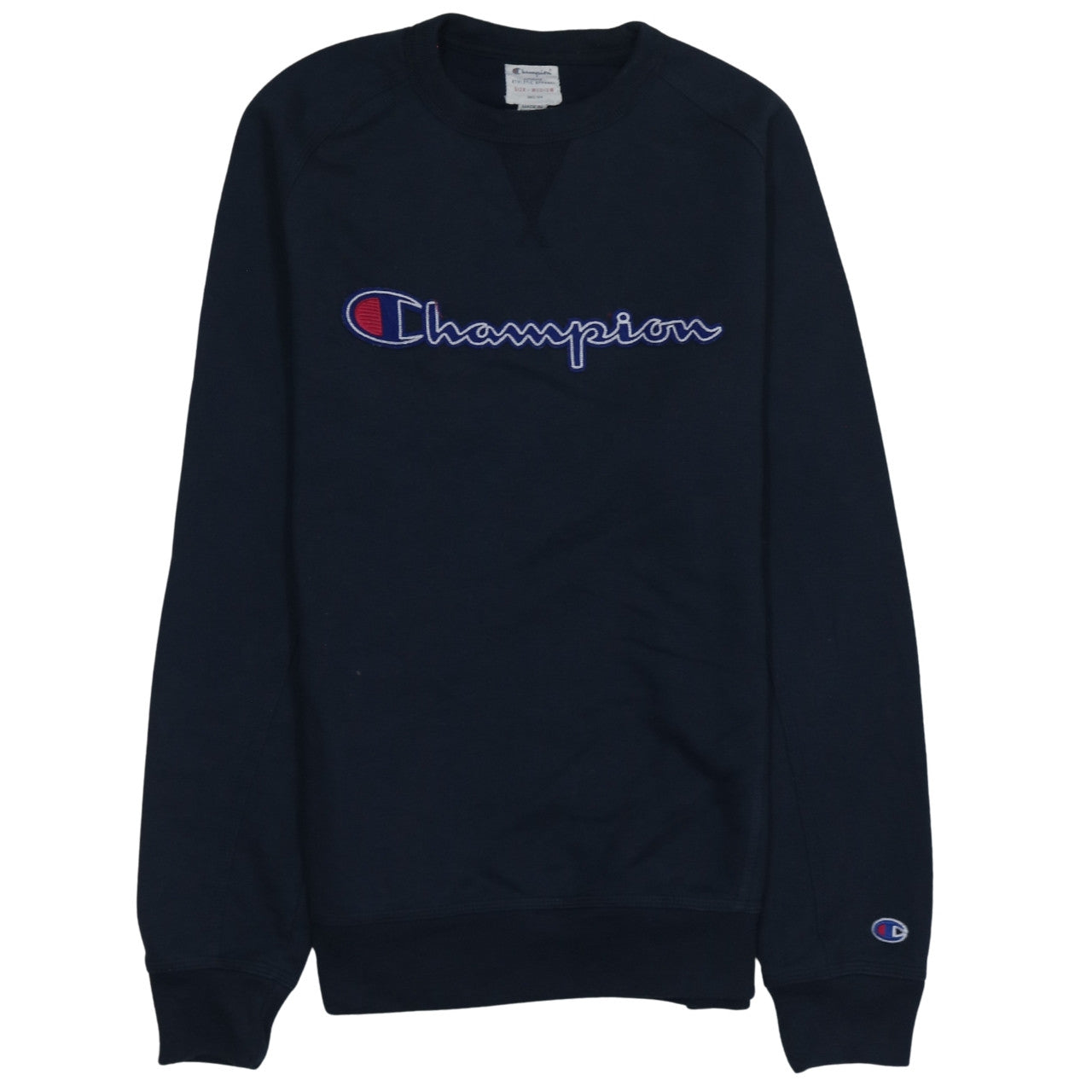 Champion Men's Blue Medium Pullover Sweatshirt Embroidered Logo