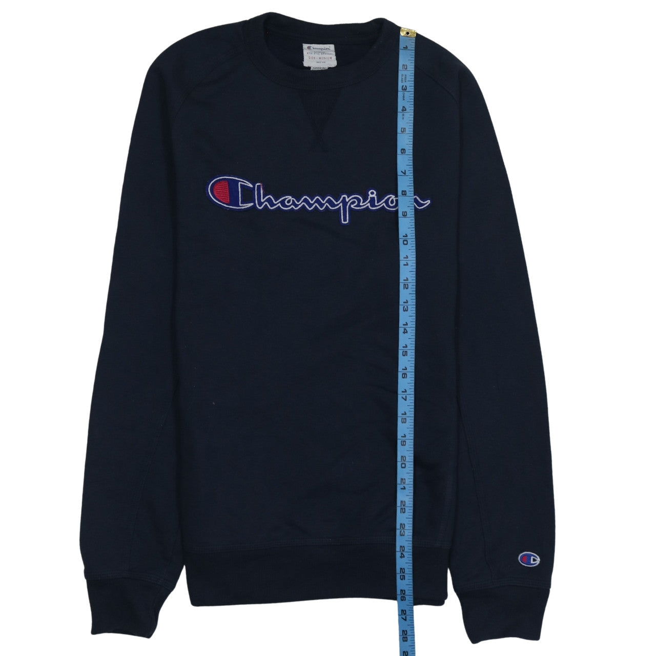 Champion Men's Blue Medium Pullover Sweatshirt Embroidered Logo