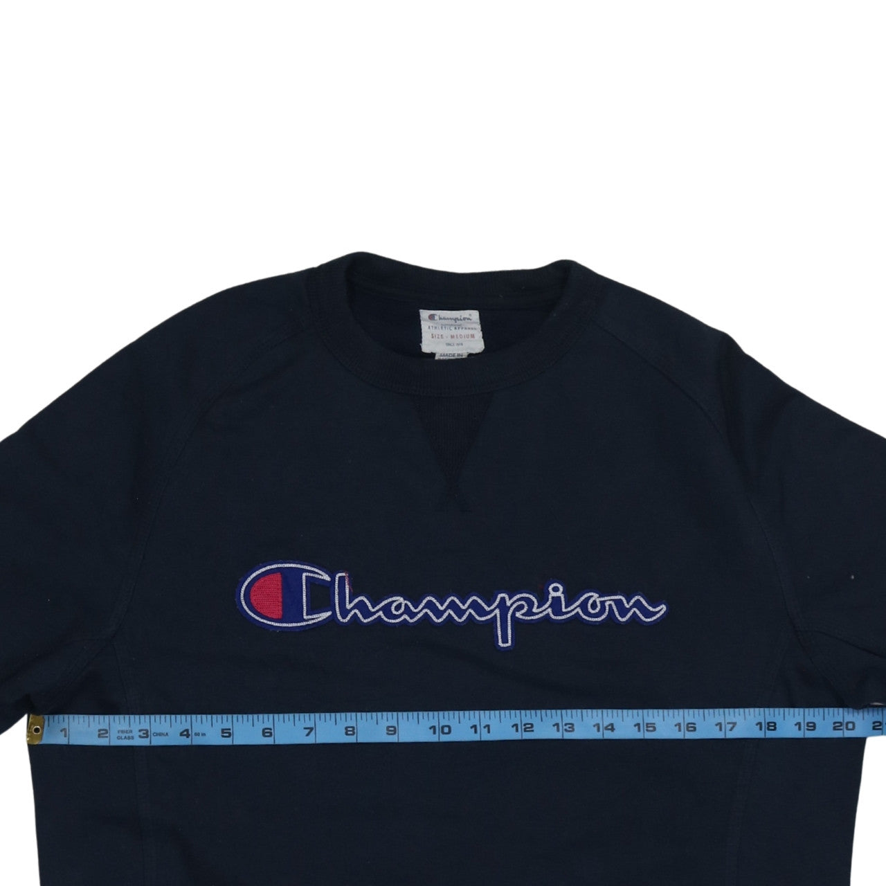 Champion Men's Blue Medium Pullover Sweatshirt Embroidered Logo