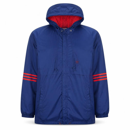 adidas Men's Blue XL Windbreaker Hooded Sports Jacket