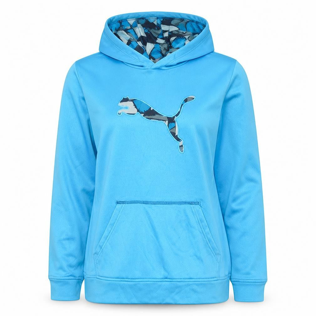Puma Teens Blue Pullover Hoodie Sweatshirt L 14-16 Logo Print