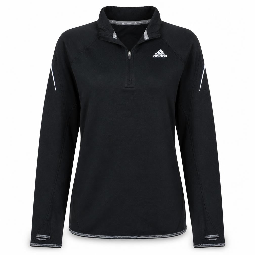 Adidas Women Black 1/2 Zip ClimaWarm Running Sweatshirt UK 8-10