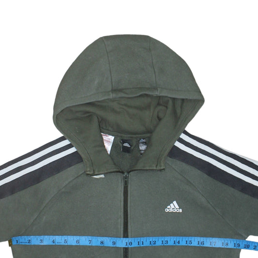 Adidas Boys Green Full Zip Hoodie Sweatshirt 13-14 Years L Gym Casual