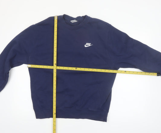 Nike Men's Blue Crew Neck Pullover Sweatshirt M Fleece Logo