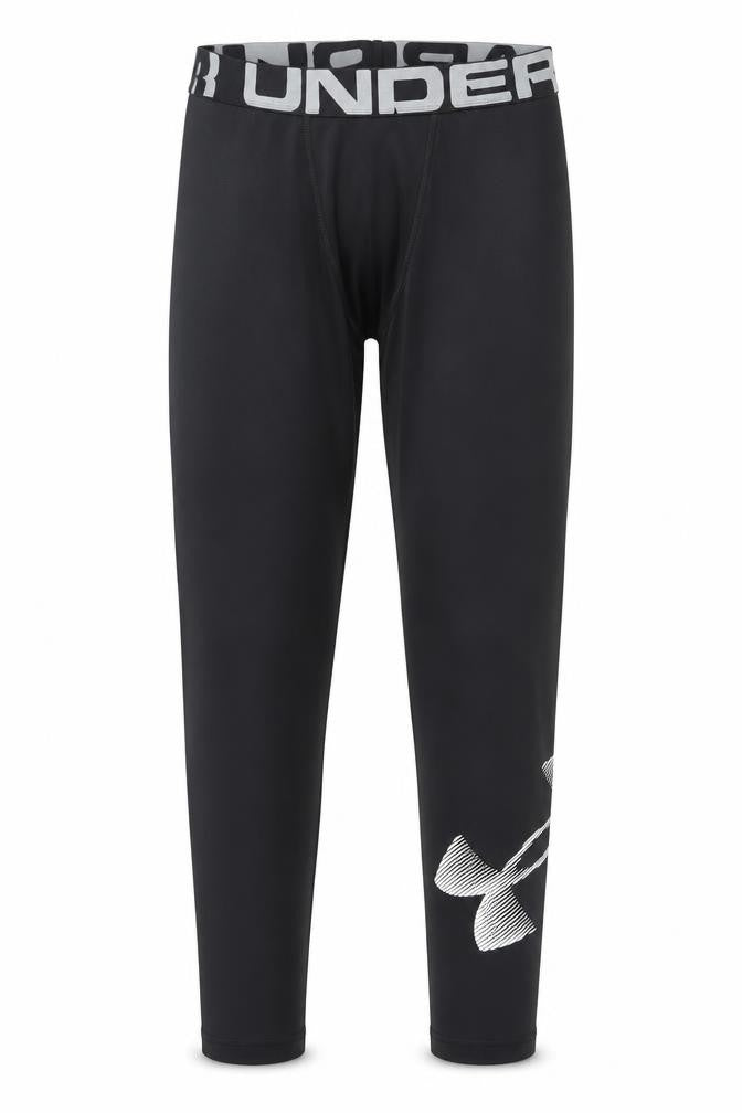 Front view of Under Armour boys’ black ylg coldgear compression leggings