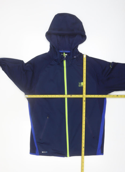 Karrimor Men Blue L Full Zip Hooded Sports Hoodie Reflective Outdoor
