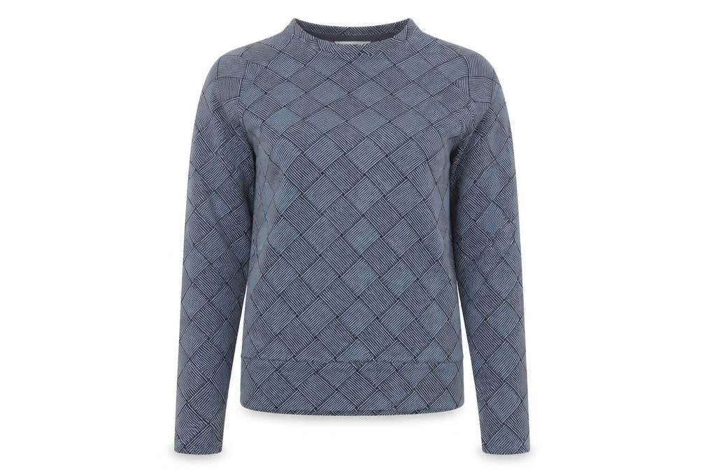 Savida Women's Blue Geometric Puff Sleeve Blouse XS