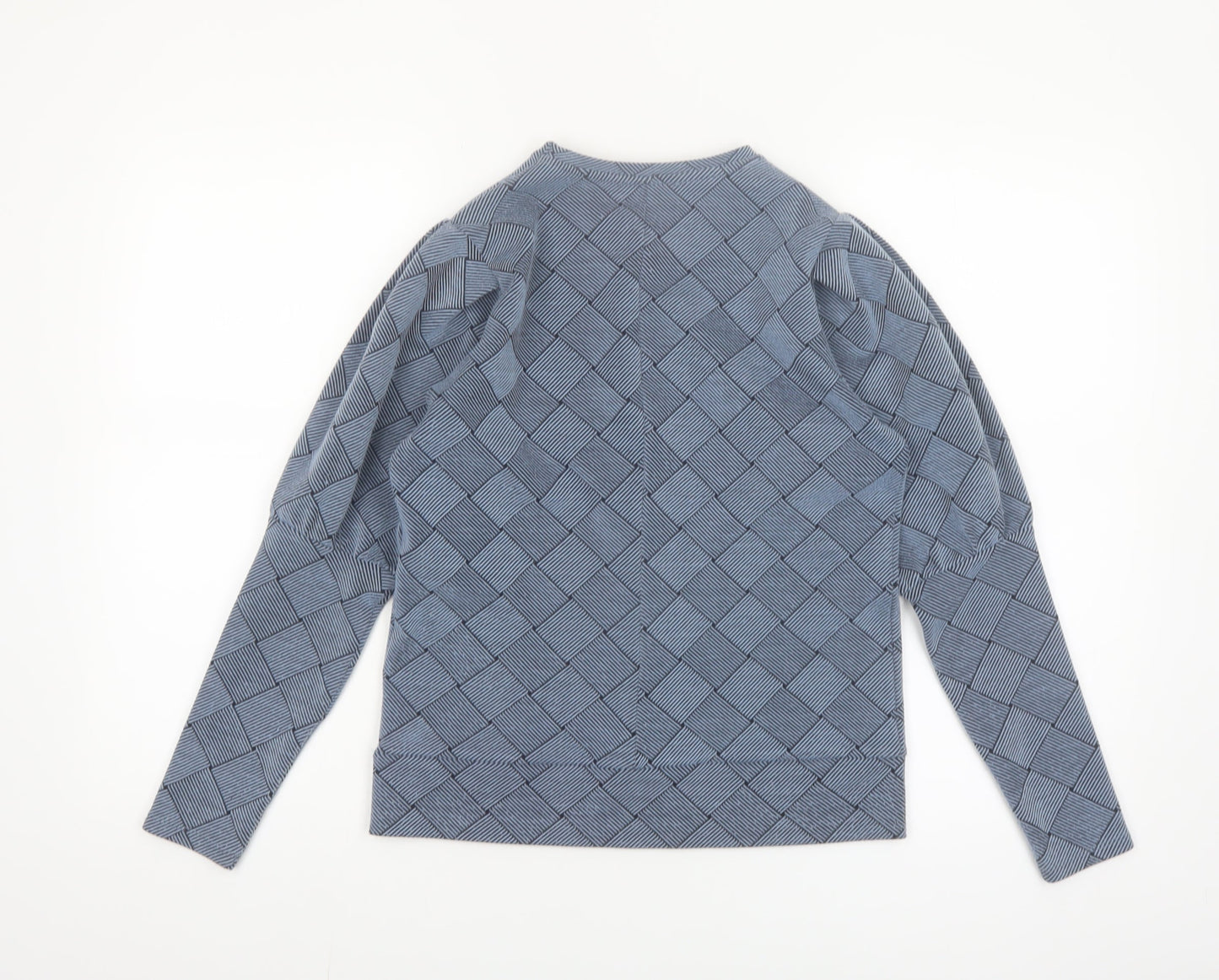 Savida Women's Blue Geometric Puff Sleeve Blouse XS