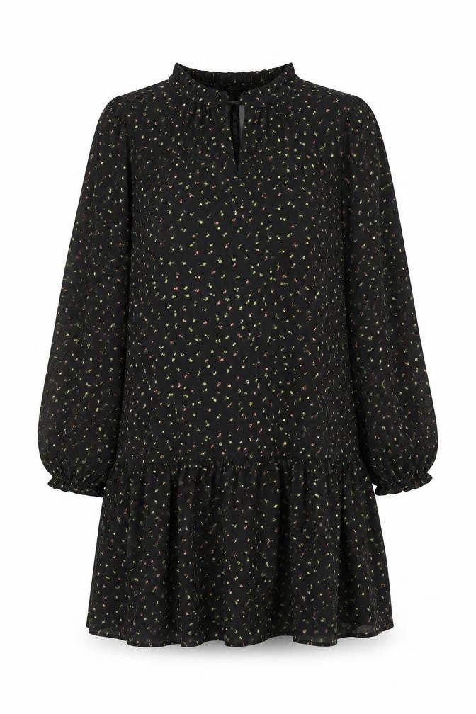 Whistles Women's Black Floral Long Sleeve Shift Dress Size 12