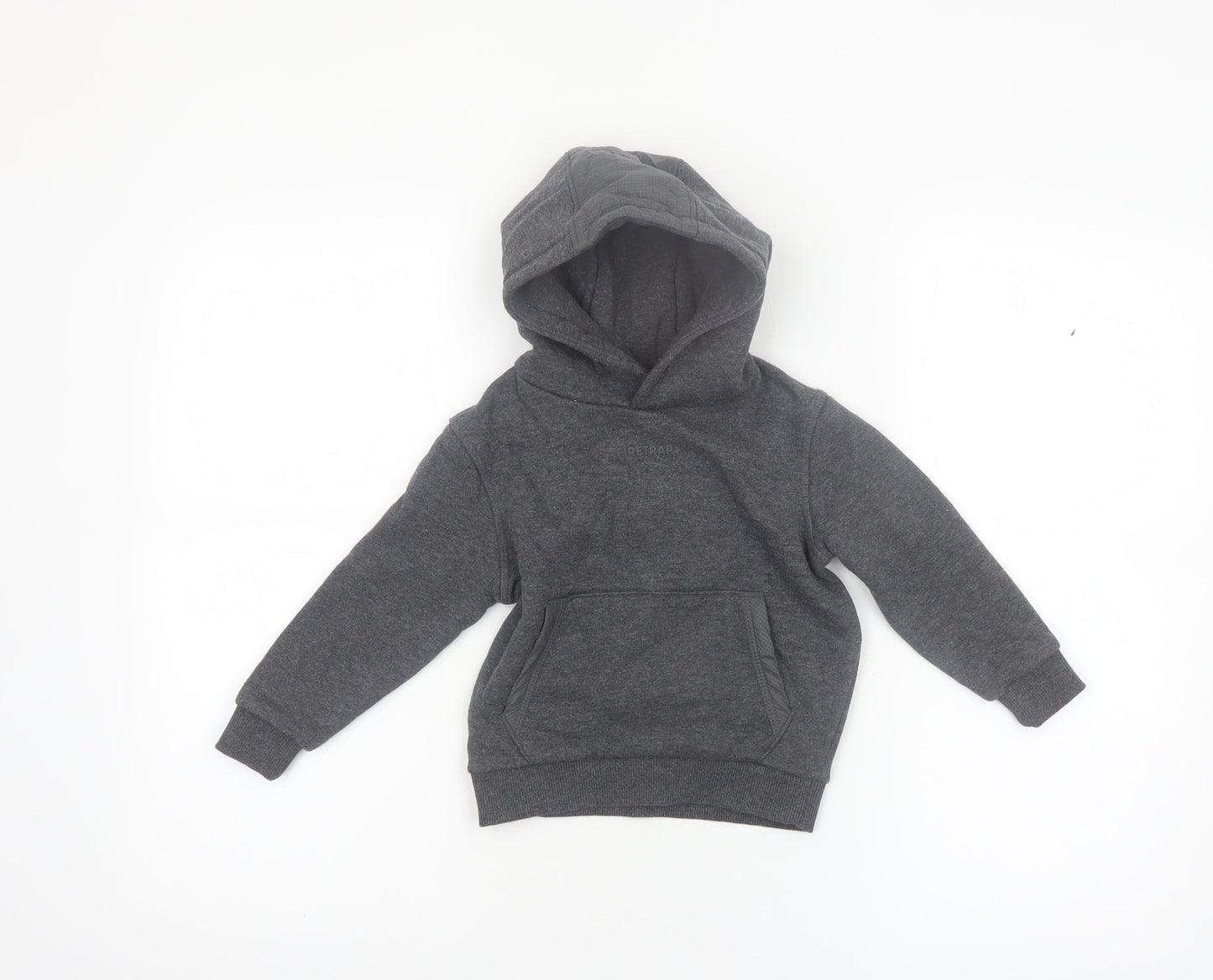 Firetrap Boys Dark Grey Pullover Hoodie 2-3 Years Fleece Lined Casual