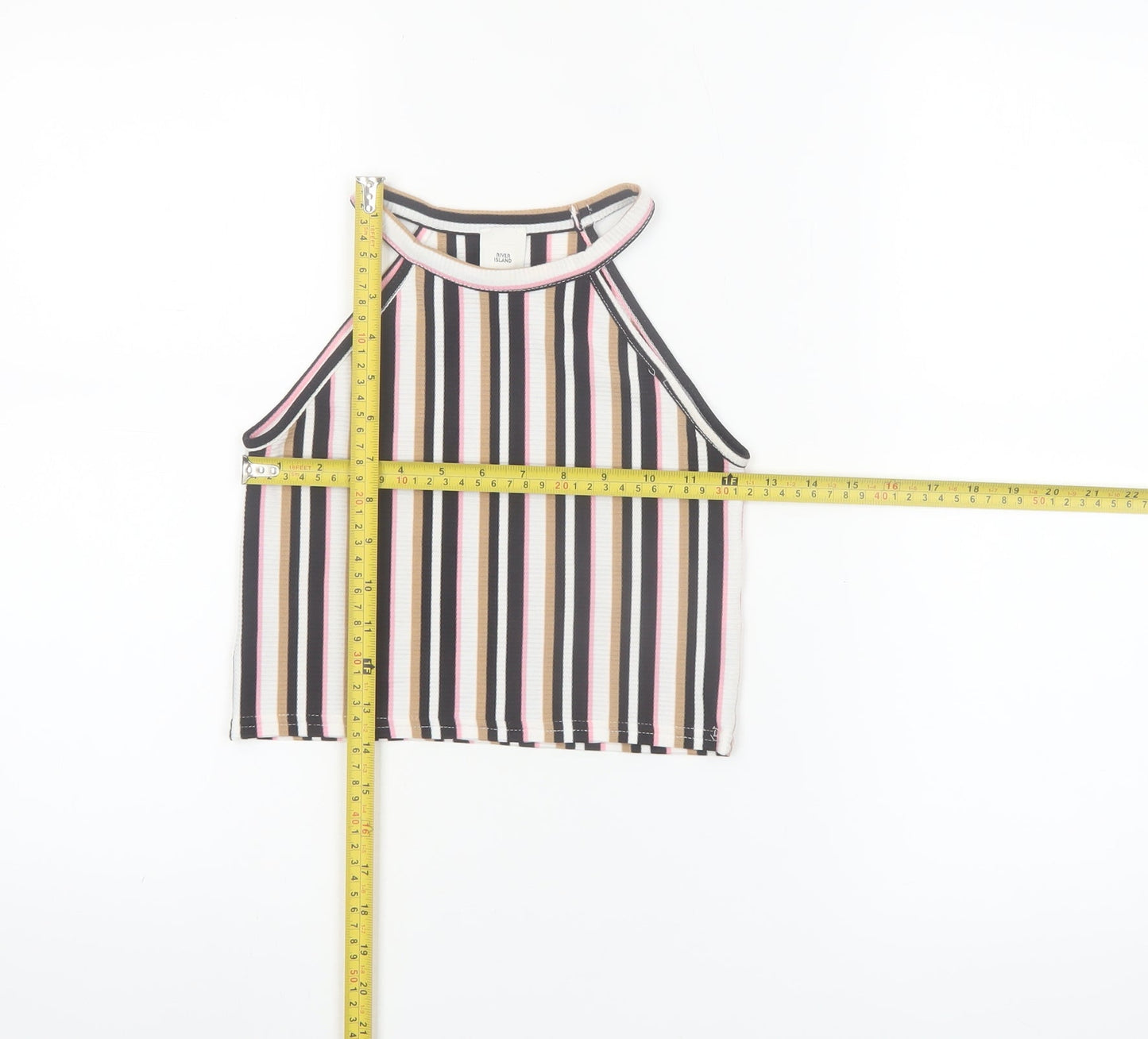 River Island Teens Multicoloured Striped Cropped Halter Tank Top 9/10yrs