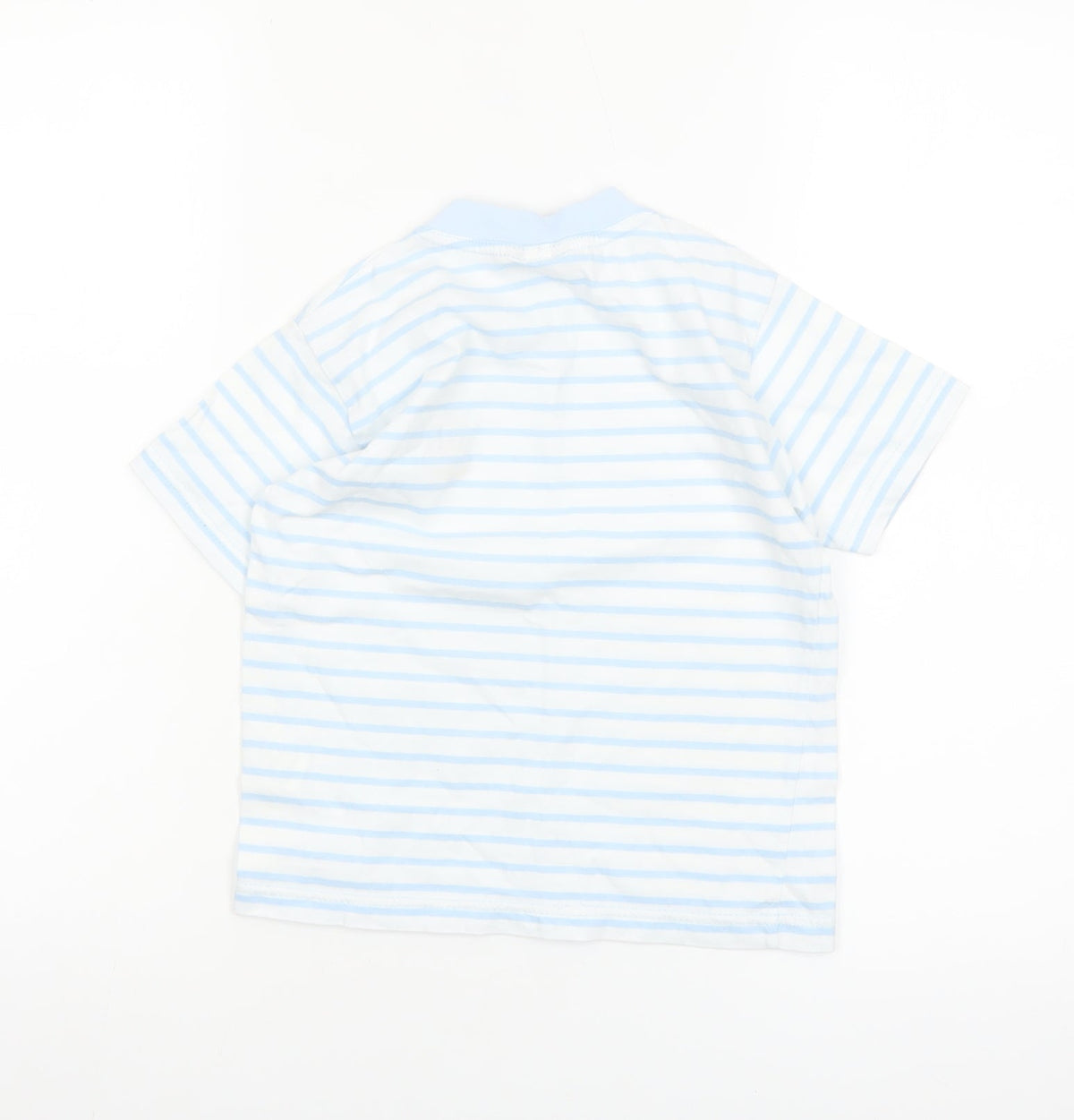Close-up detail of Disney girls’ blue striped mickey mouse cotton t-shirt 4-5 years