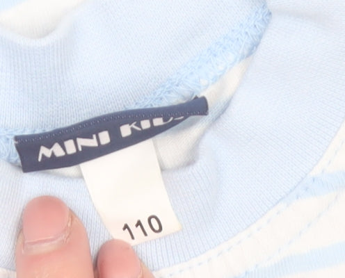 Additional view of Disney girls’ blue striped mickey mouse cotton t-shirt 4-5 years