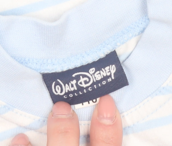 Additional view of Disney girls’ blue striped mickey mouse cotton t-shirt 4-5 years