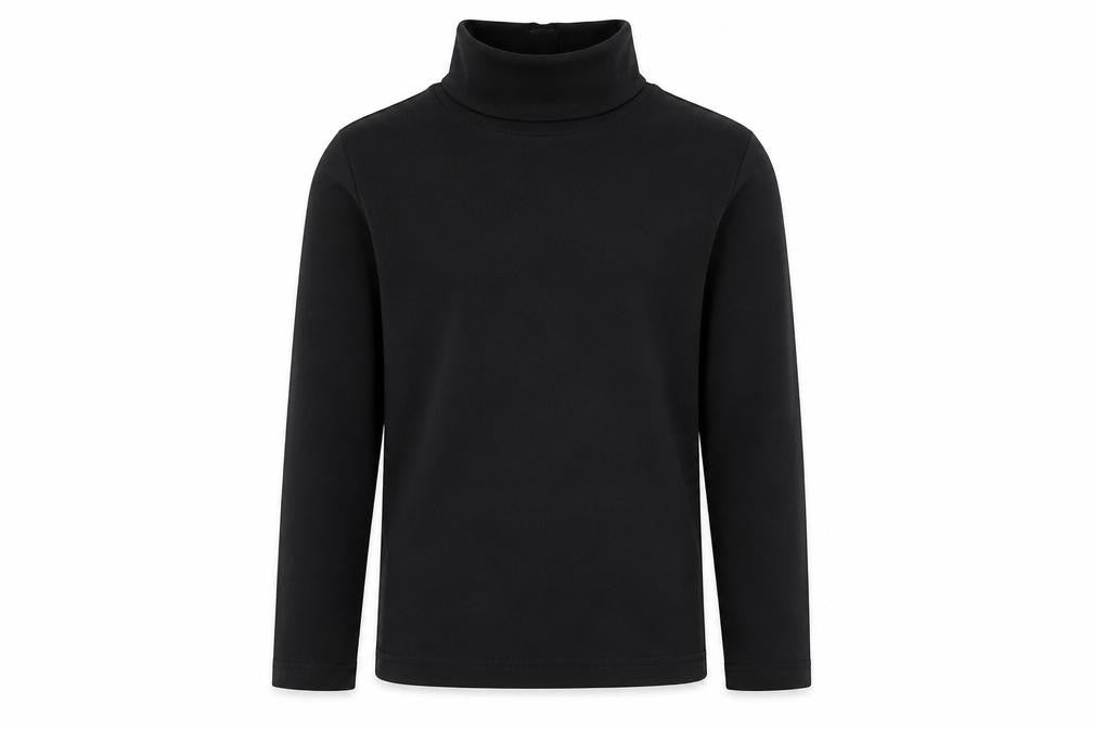 Front view of Next girls’ black roll neck long sleeve t-shirt 9 years cotton stretch