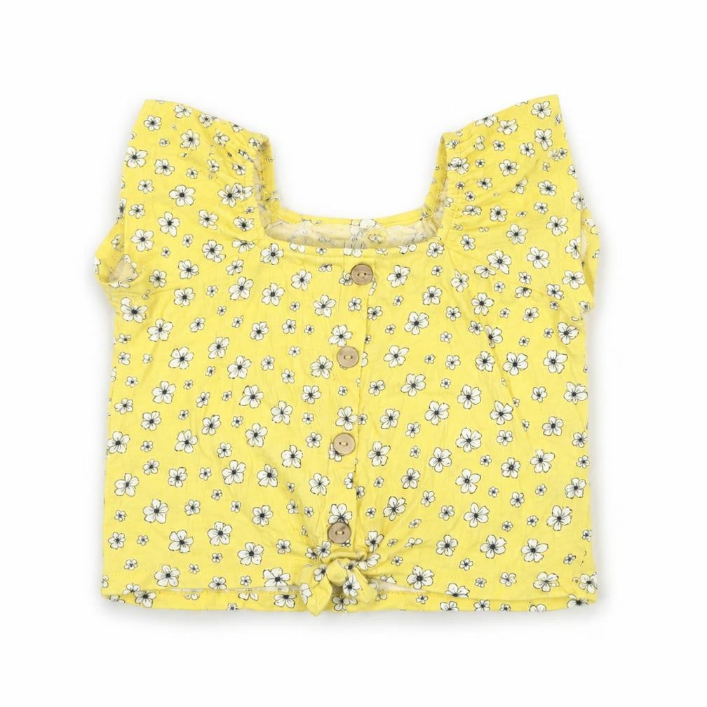 Front view of St Bernard girls’ yellow floral button blouse top 6 years lightweight summer