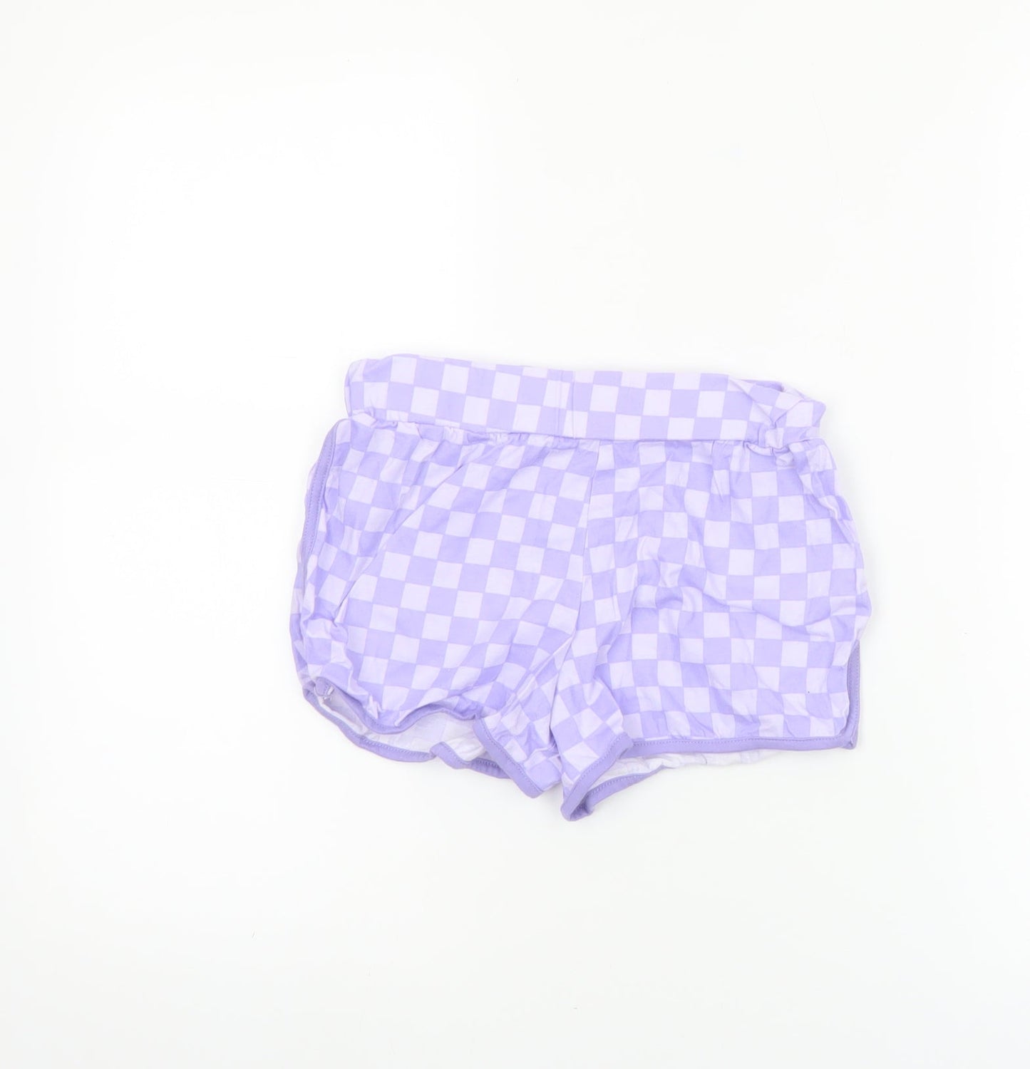 Dunnes Stores Girls Purple Check Cotton Hot Pants Shorts 9-10 Years