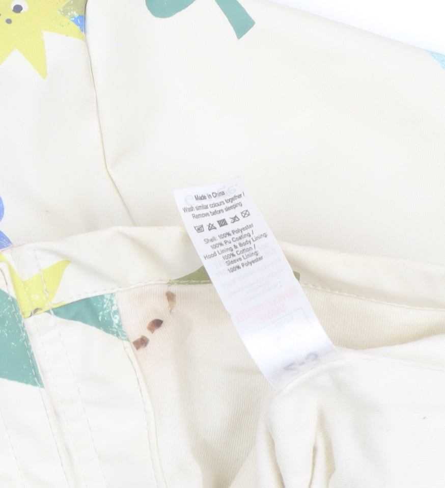 George Girls Beige Dinosaur Print Hooded Rain Coat 2-3 Years