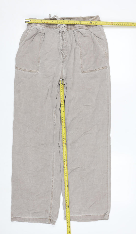 Dunnes Stores Mens Beige Relaxed Fit Lyocell Cotton Casual Trousers M