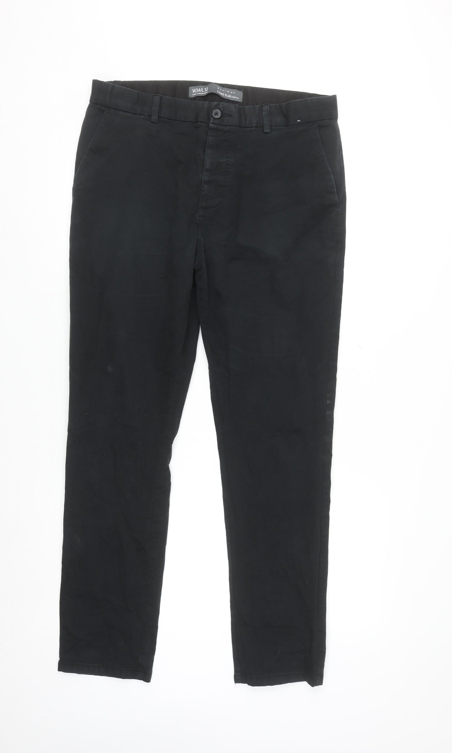 Primark Men’s Black Slim Fit Chino Trousers W34 L32