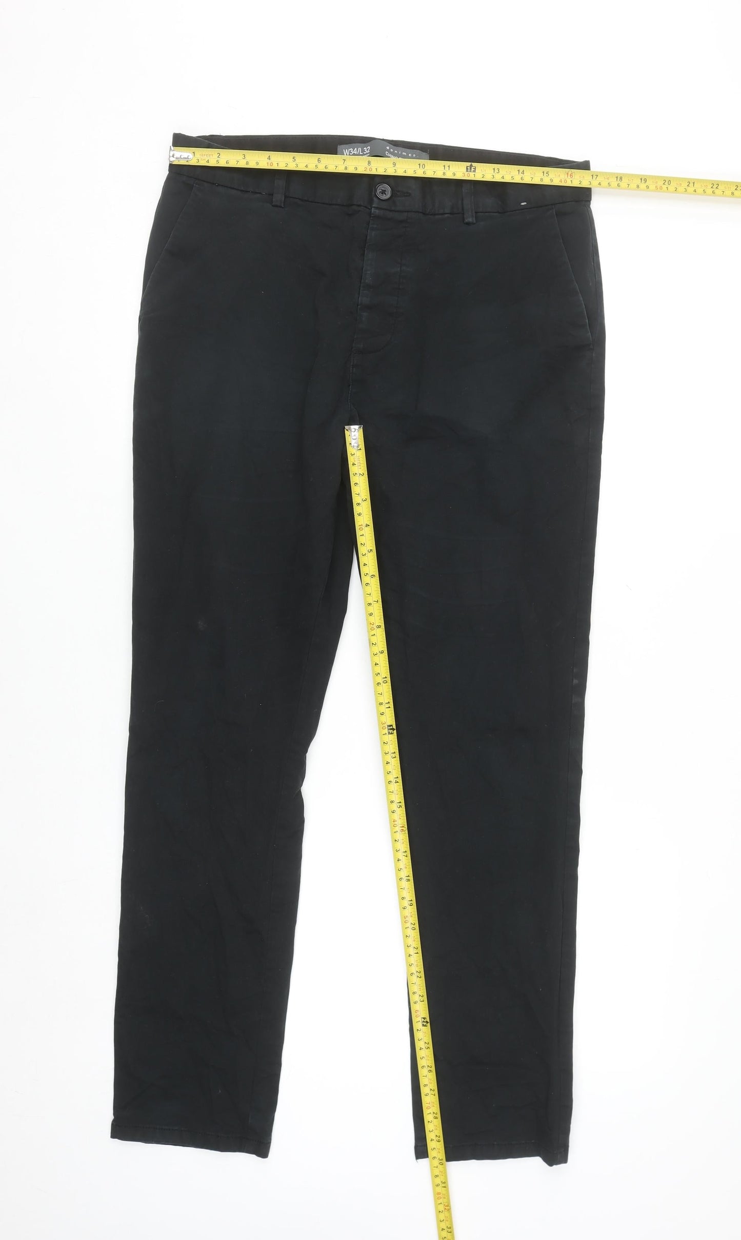 Primark Men’s Black Slim Fit Chino Trousers W34 L32