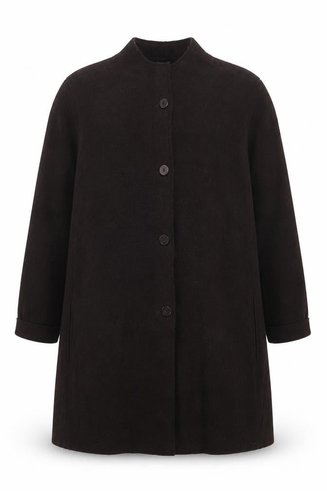 Mandarin Blue Unisex Adults Brown Wool Mid-Length Overcoat 2XL