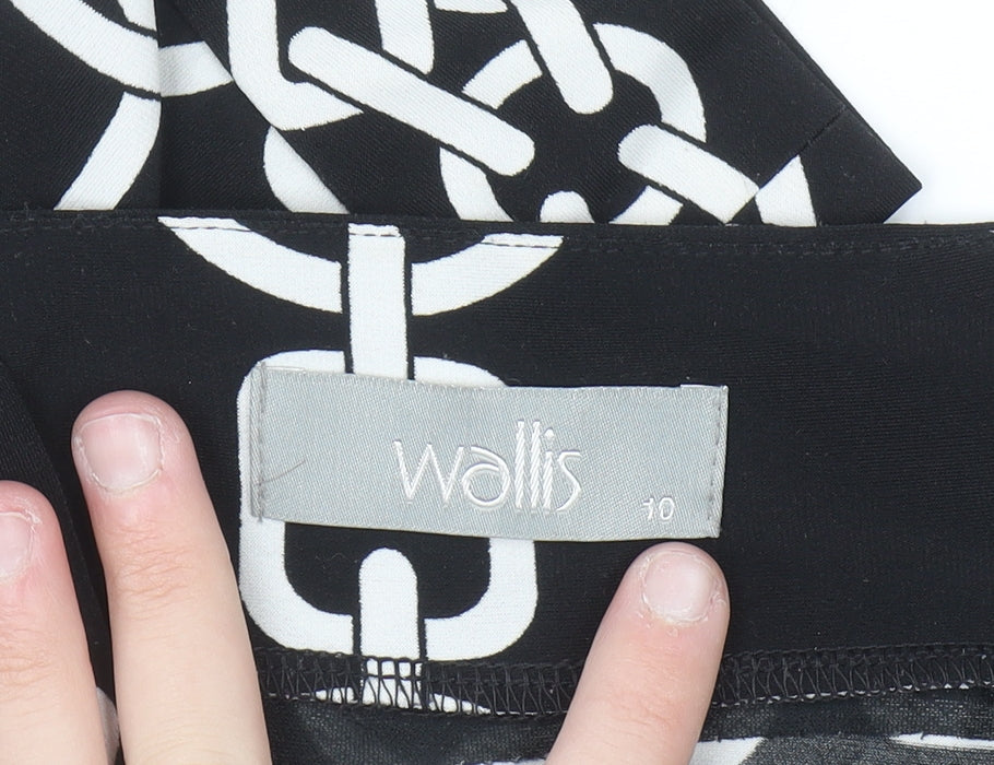Wallis Women Black Geometric Shift Dress Size 10