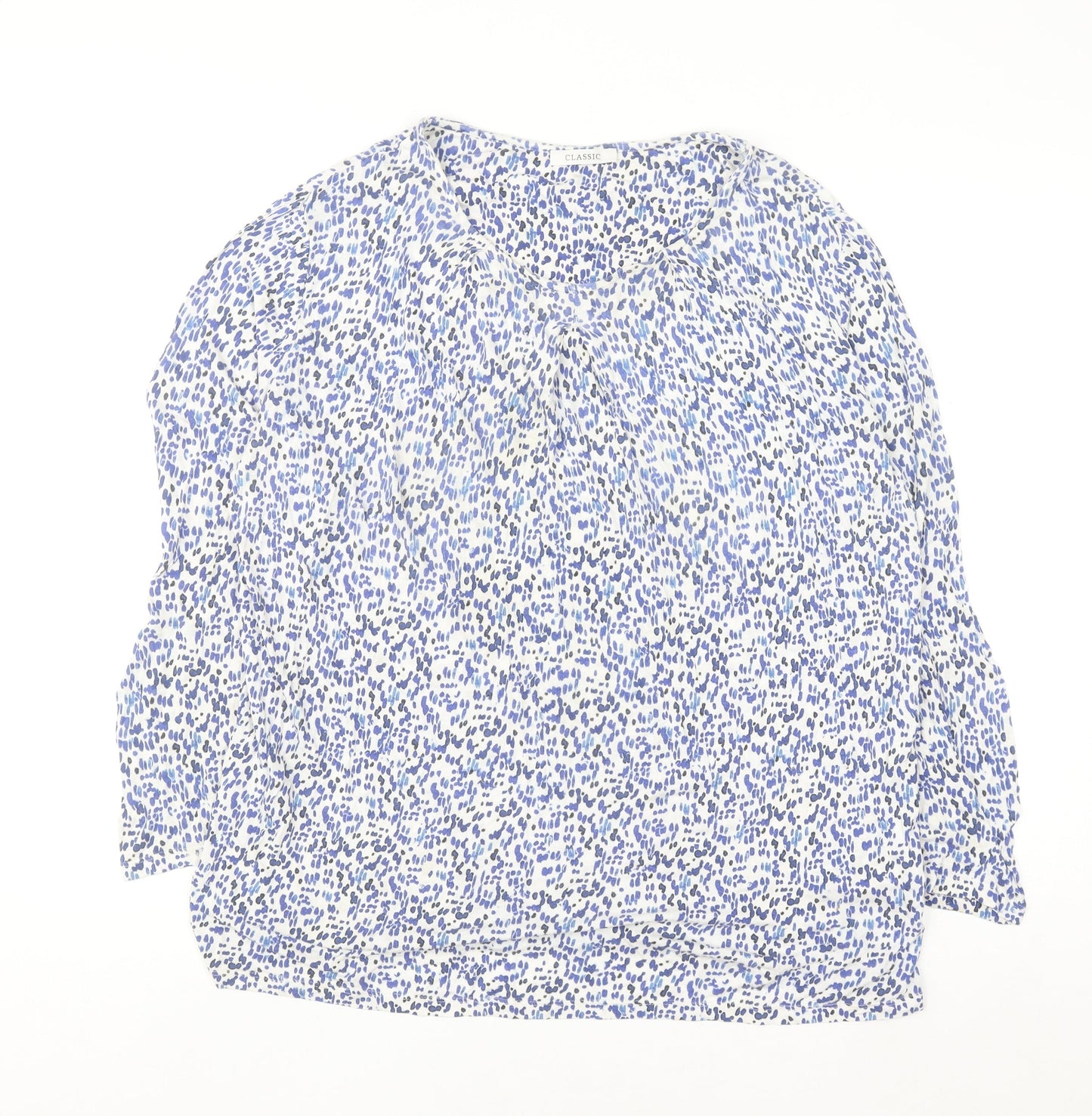 Marks and Spencer Women Blue Abstract Jersey Blouse Size 10