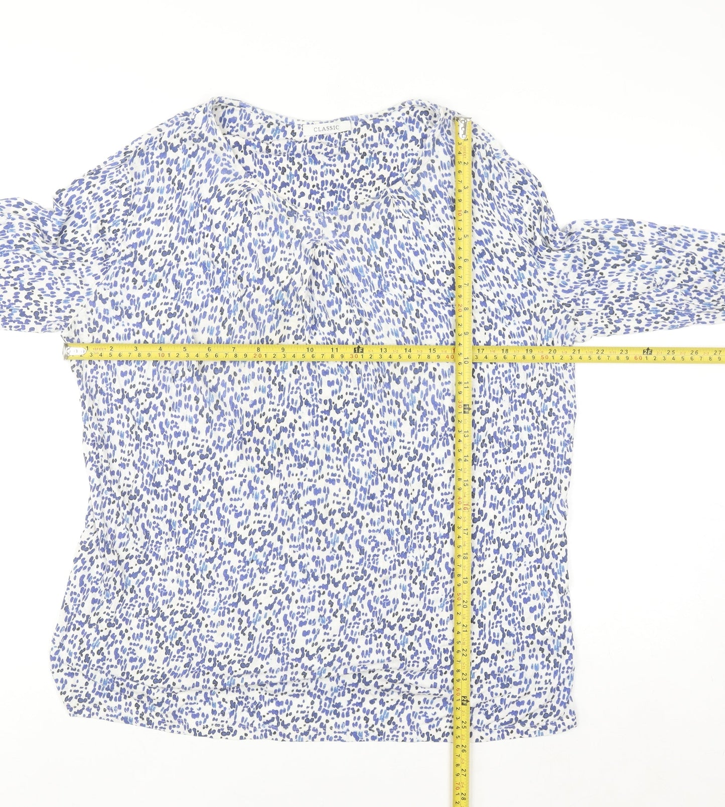 Marks and Spencer Women Blue Abstract Jersey Blouse Size 10