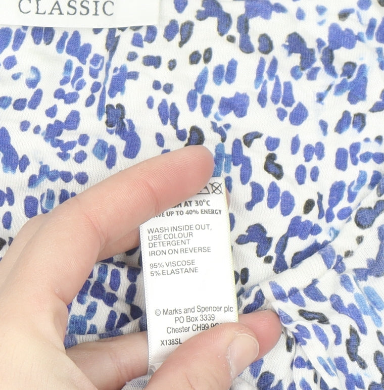 Marks and Spencer Women Blue Abstract Jersey Blouse Size 10