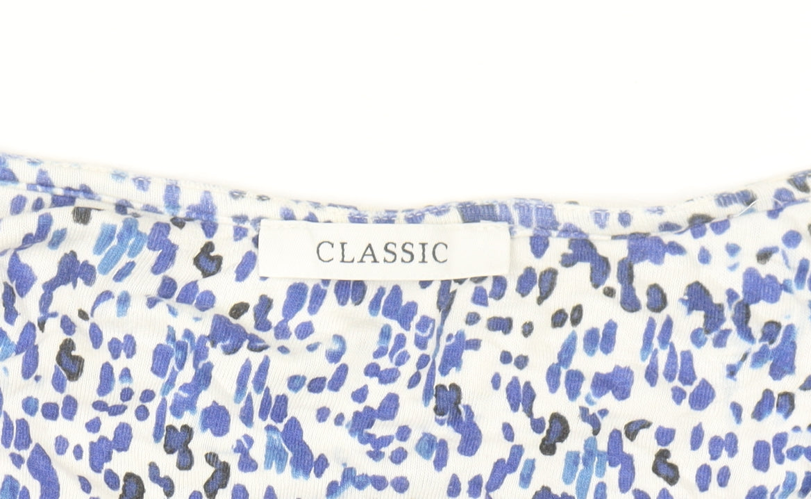 Marks and Spencer Women Blue Abstract Jersey Blouse Size 10