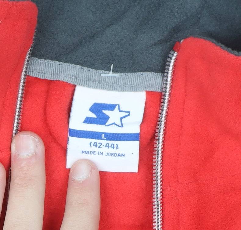 Starter Men's Red Full Zip Fleece Sweatshirt L Regular Fit