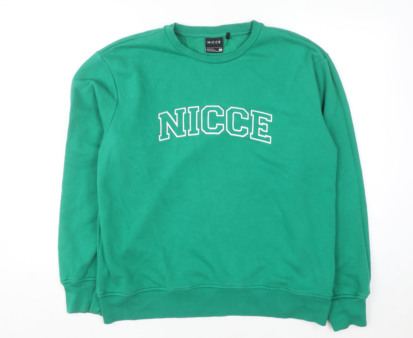 NICCE Men's Green XL Pullover Sweatshirt Crew Neck Logo Fleece