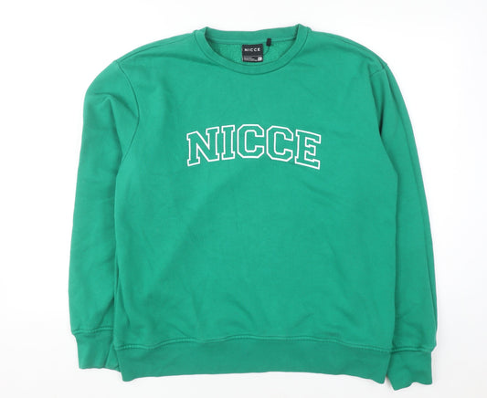 NICCE Men's Green XL Pullover Sweatshirt Crew Neck Logo Fleece