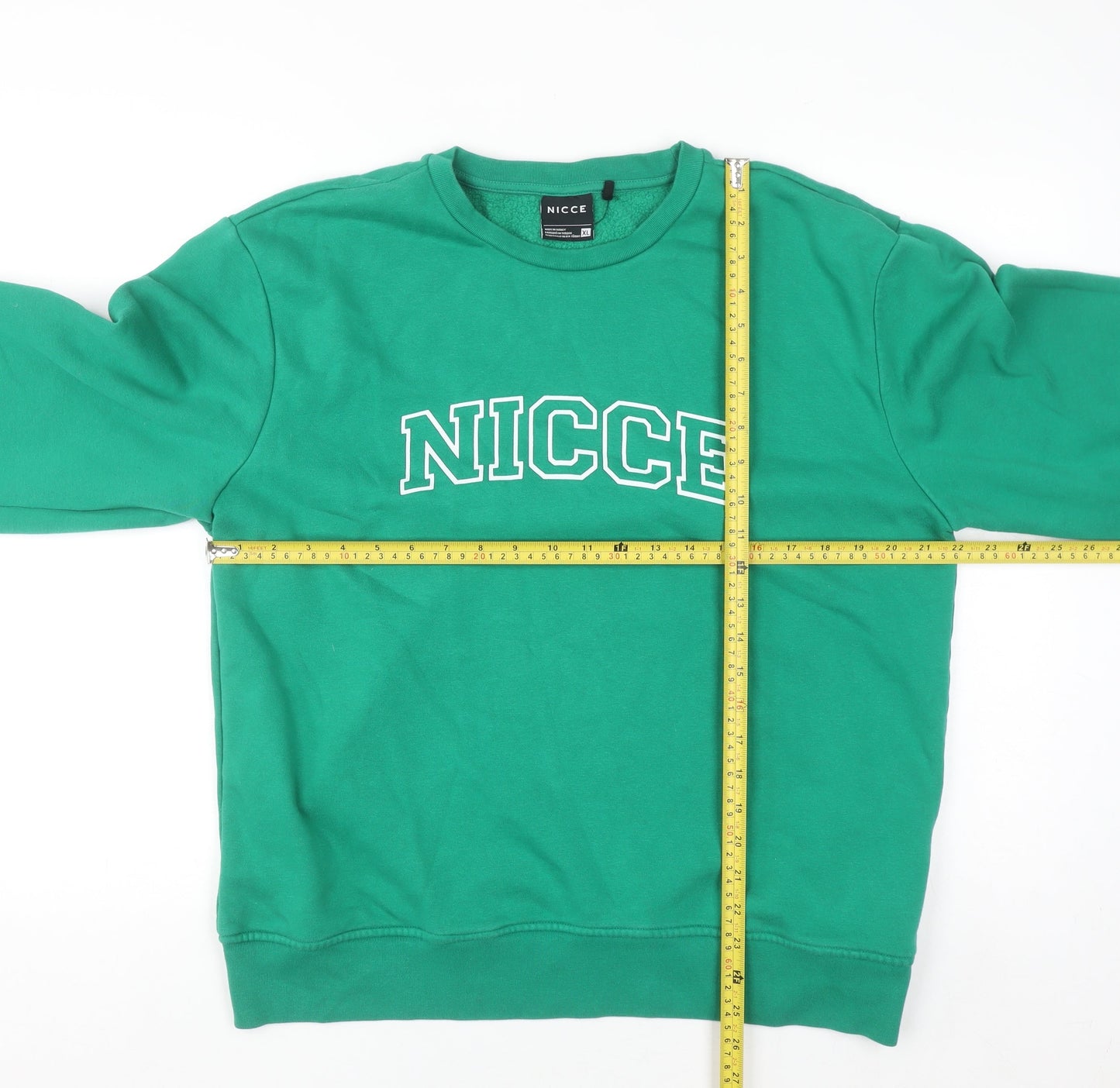 NICCE Men's Green XL Pullover Sweatshirt Crew Neck Logo Fleece