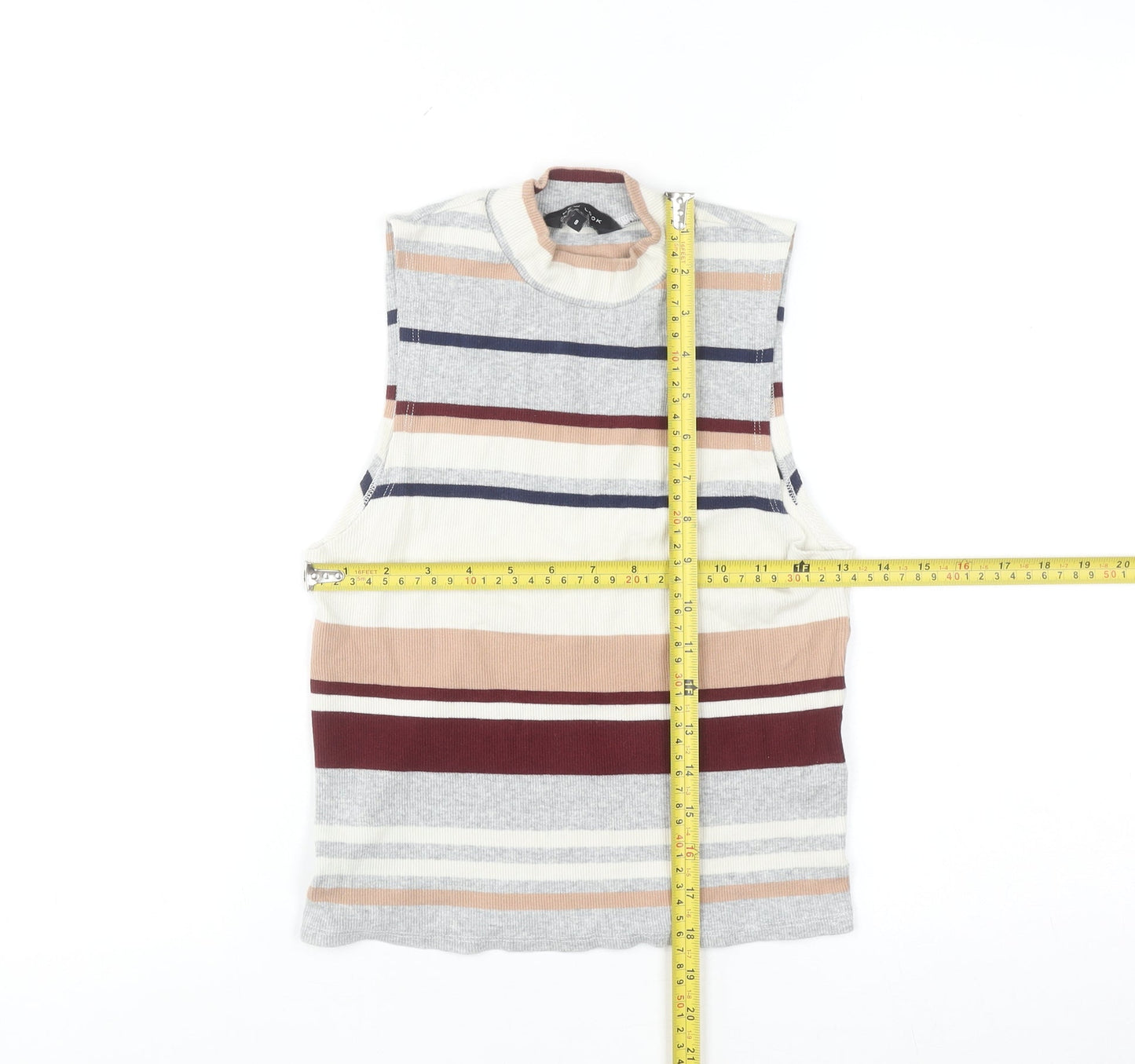 New Look Women’s Multicoloured Striped Cropped Tank Top Size 8