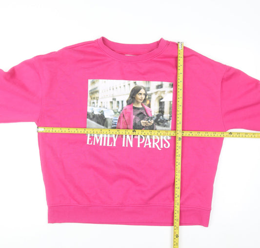 Emily in Paris Women's Pink Crew Neck Pullover Sweatshirt M