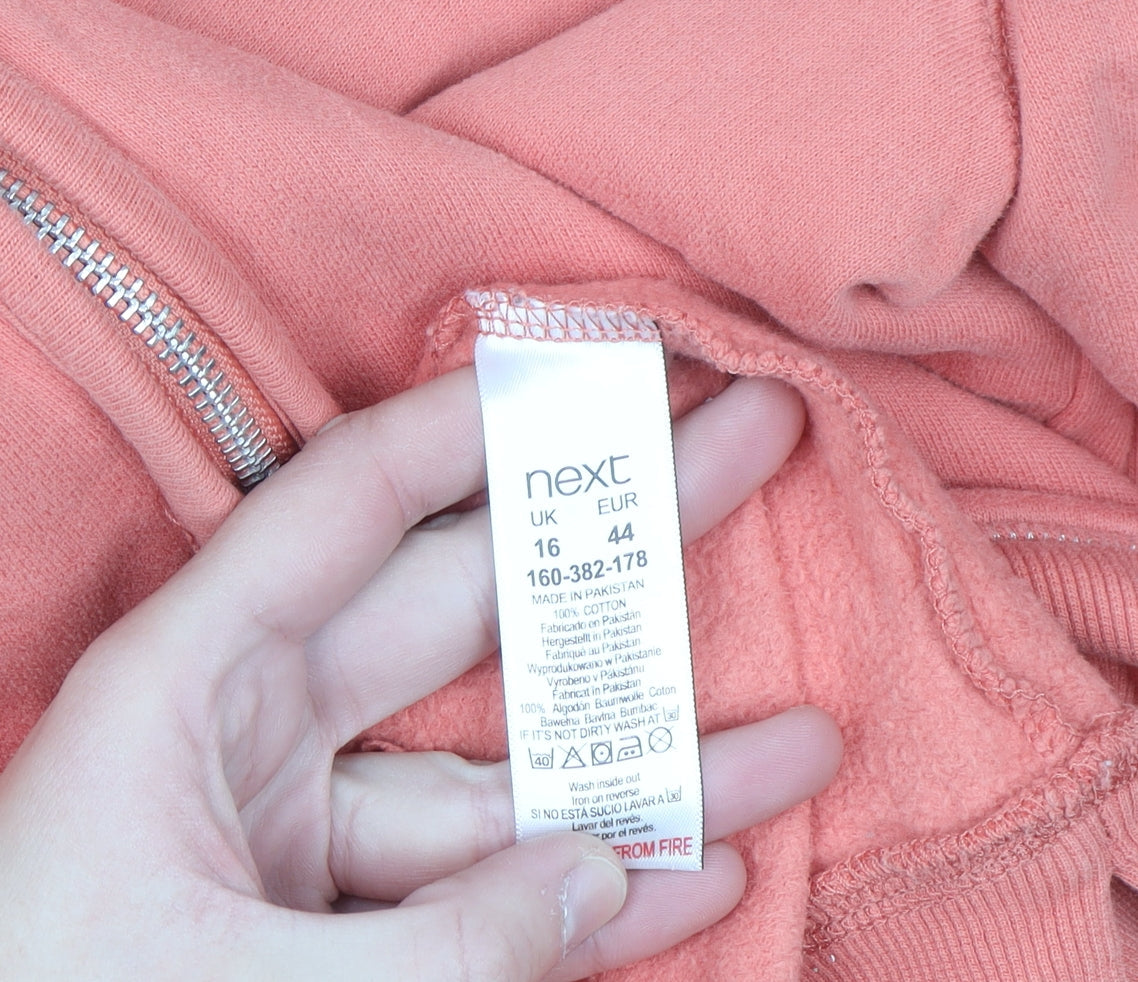 Next Women's Coral Full Zip Hoodie Size 16 Cotton Casual