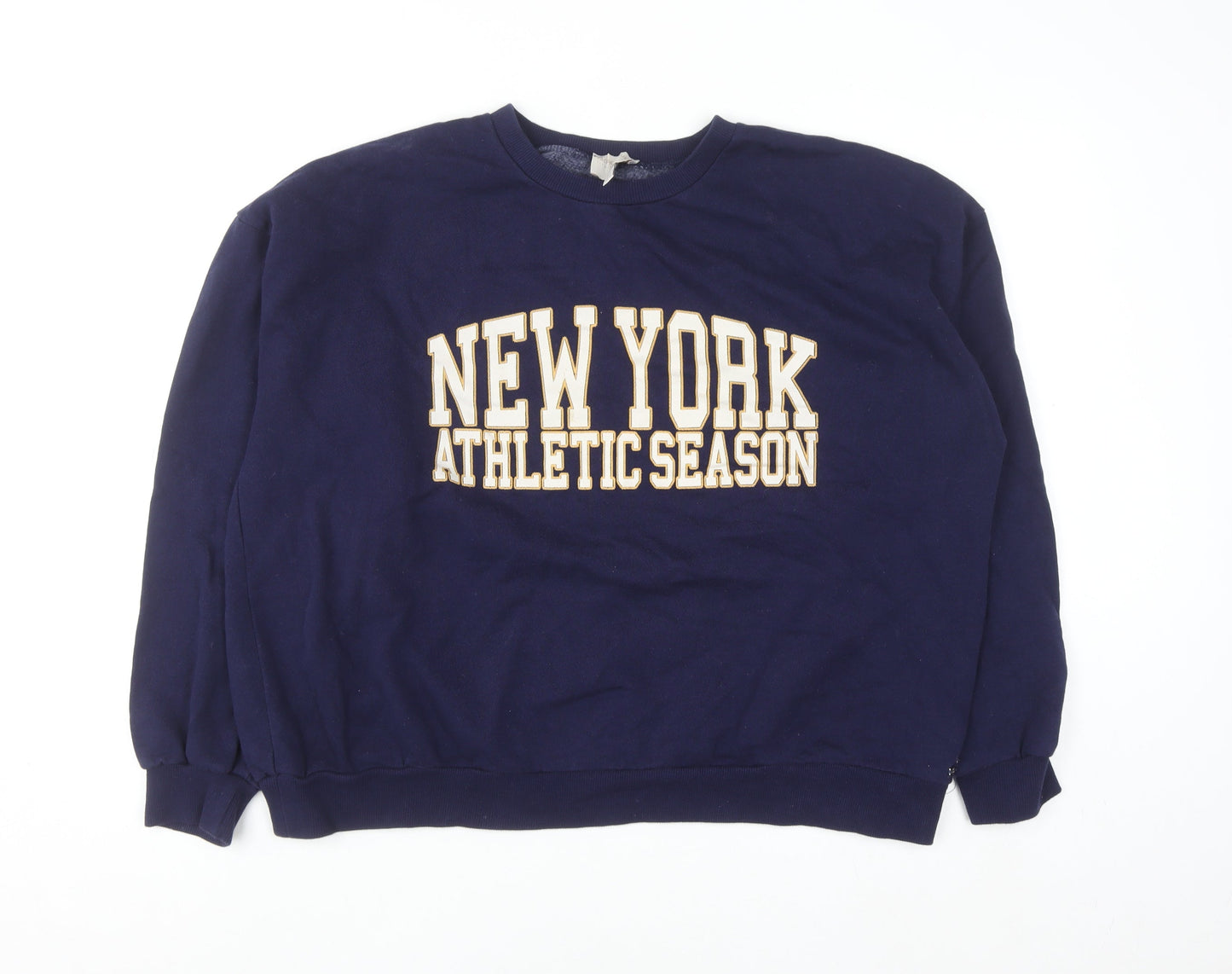 Pull&Bear Men's Blue 'New York Athletic' Crew Neck Sweatshirt L