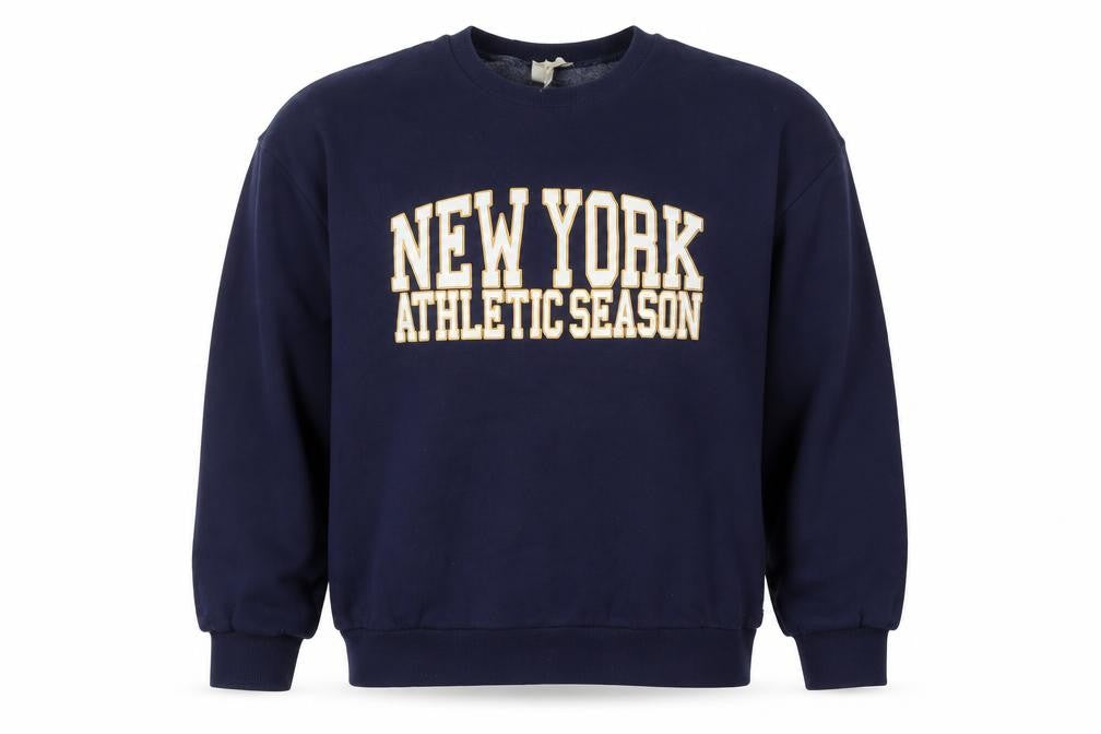 Pull&Bear Men's Blue 'New York Athletic' Crew Neck Sweatshirt L