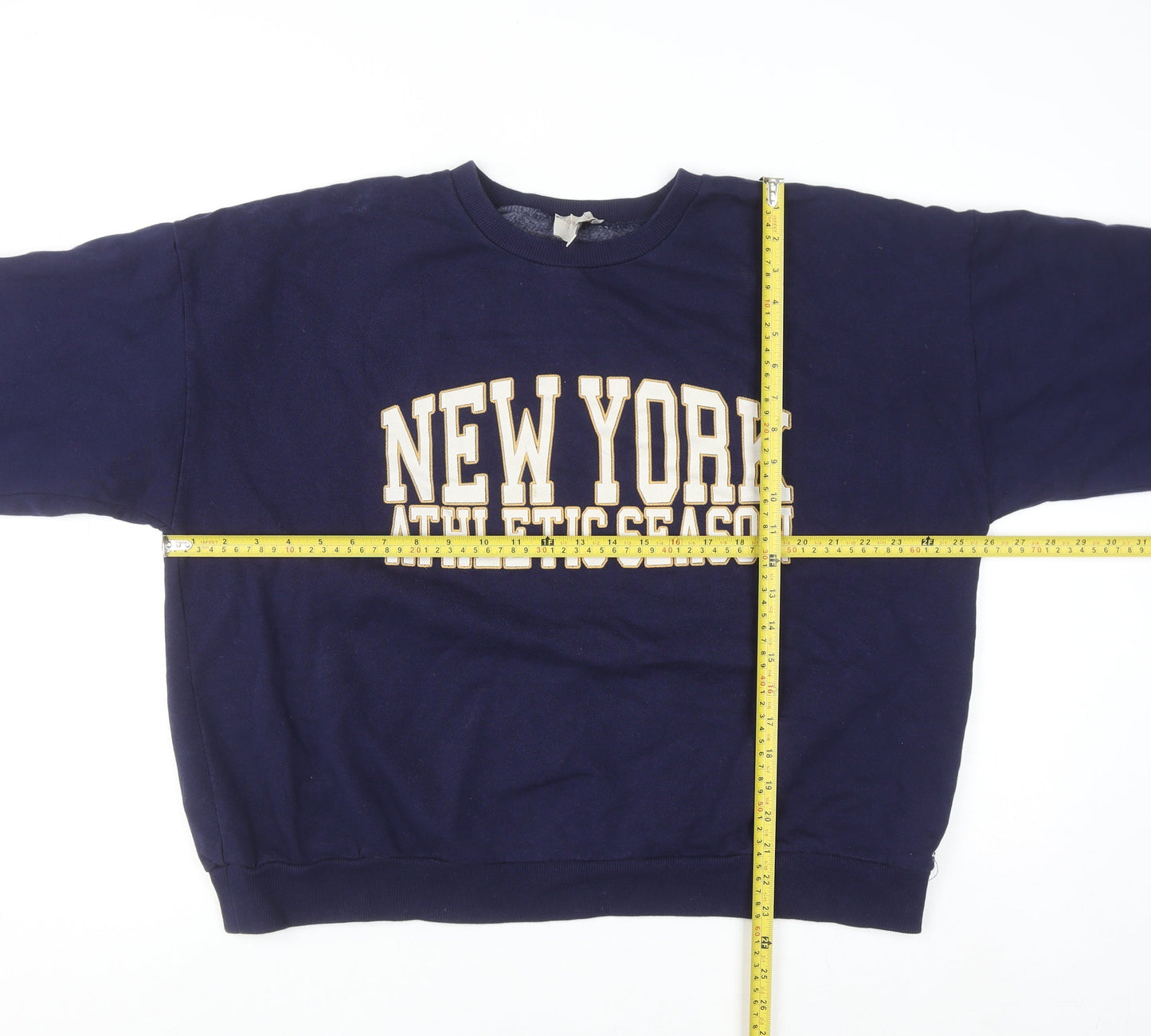 Pull&Bear Men's Blue 'New York Athletic' Crew Neck Sweatshirt L