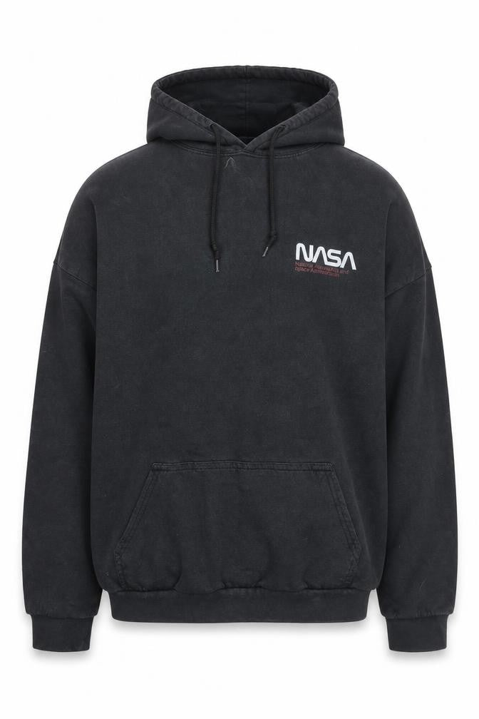 NASA Men's Black Pullover Hoodie Size L Regular Fit Graphic Print