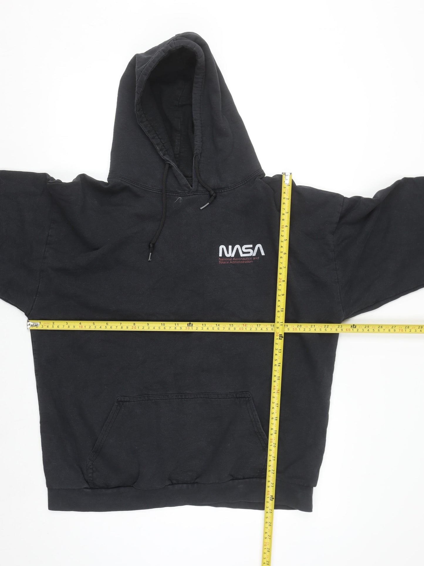 NASA Men's Black Pullover Hoodie Size L Regular Fit Graphic Print